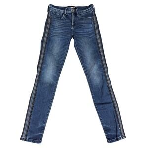 Women's Express Jeans 0R  25x27 Ankle legging Mid- Rise Side‎ Detail w/ Sequins